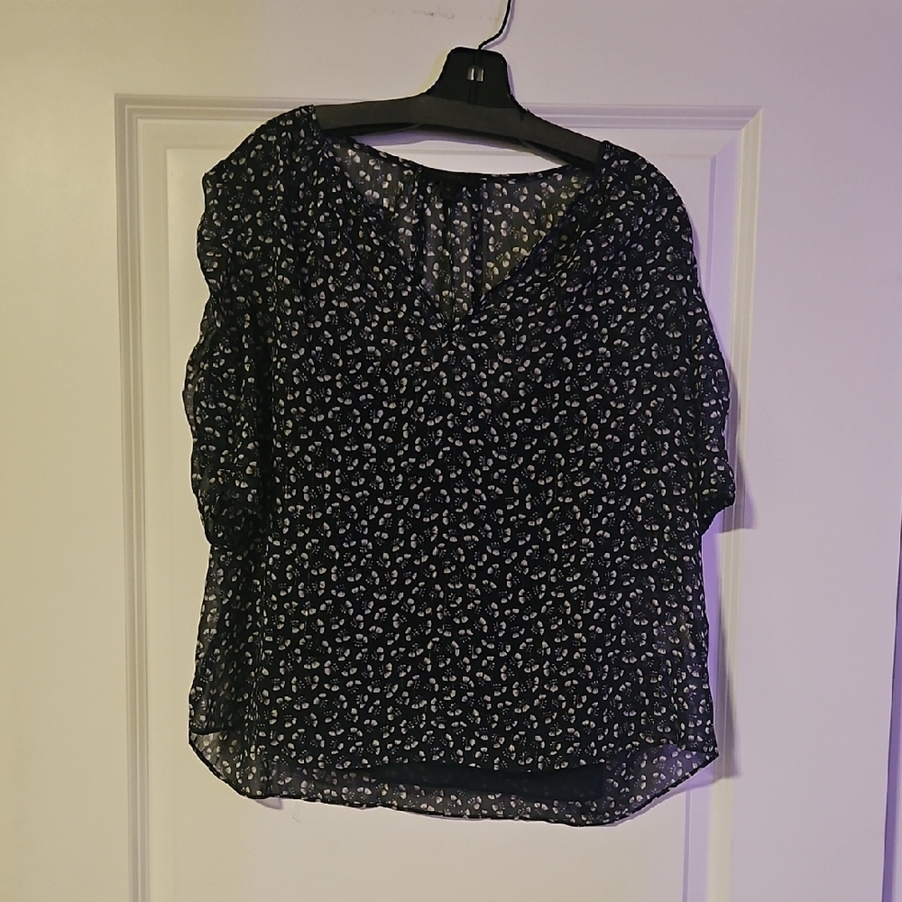 J. Crew Black and White Floral Blouse